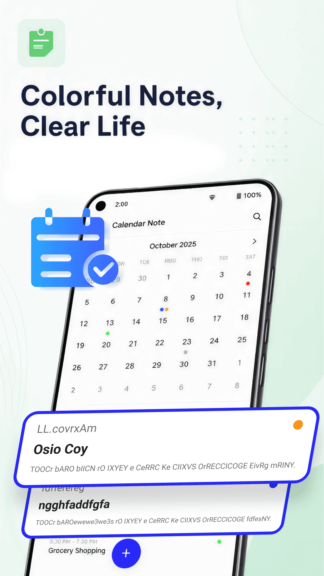 Calendar Note - Daily Note colorful notes overview
