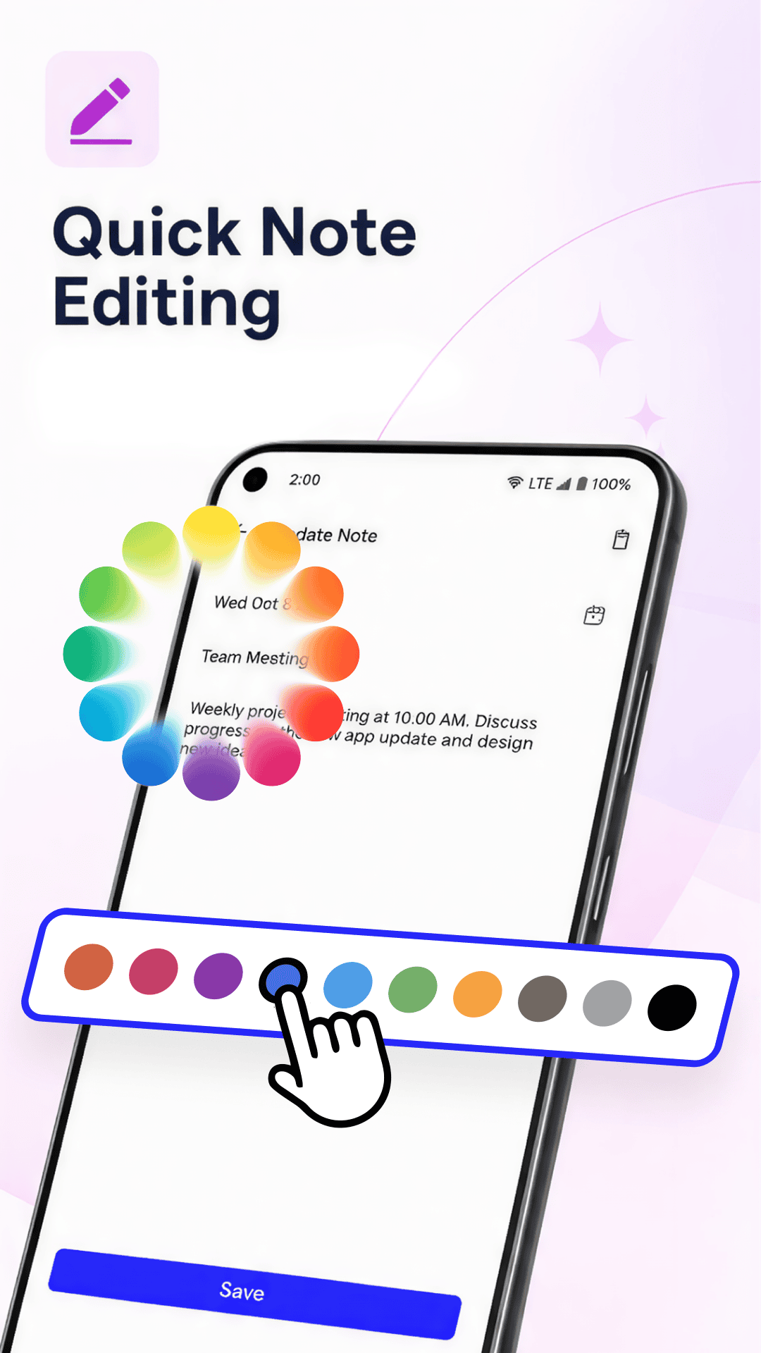 Calendar Note - Daily Note quick note editing screen