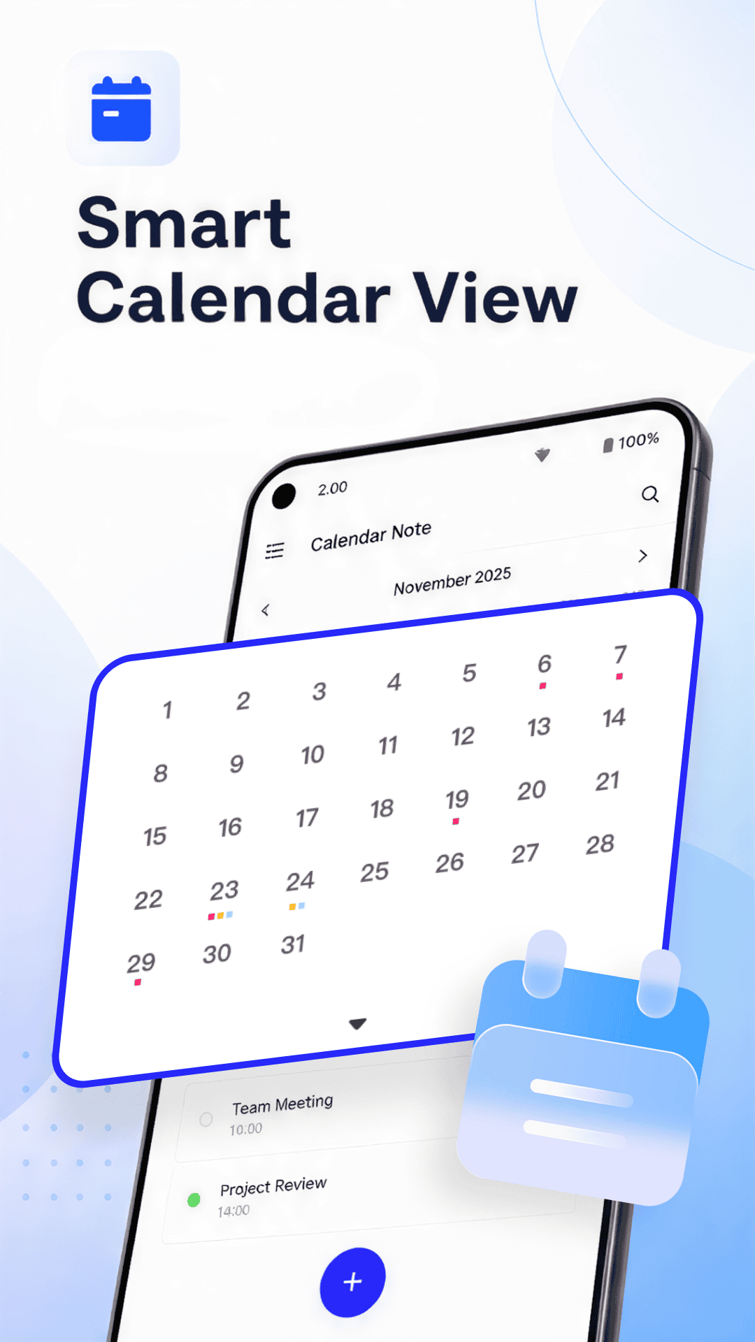 Calendar Note - Daily Note smart calendar view screen